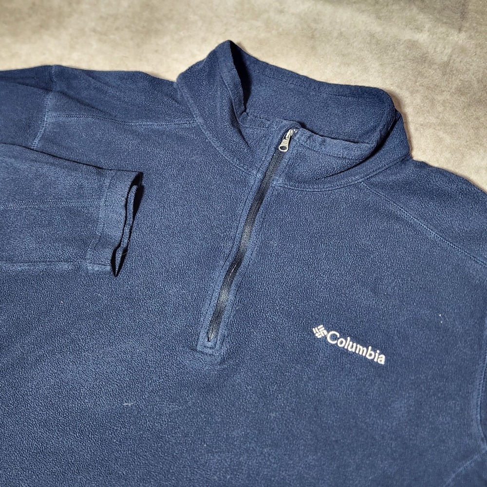 Columbia‎ Mens Navy Blue 1/4 Zip Fleece Pullover Mock Neck Sweater Large